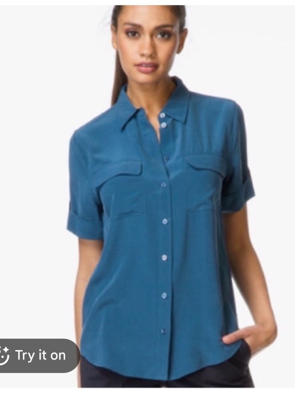 Equipment Short-Sleeve Button-Front Shirt - Teal Blue